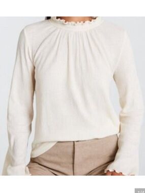 MADEWELL Texture Thread Ruffle Mockneck Long Sleeve